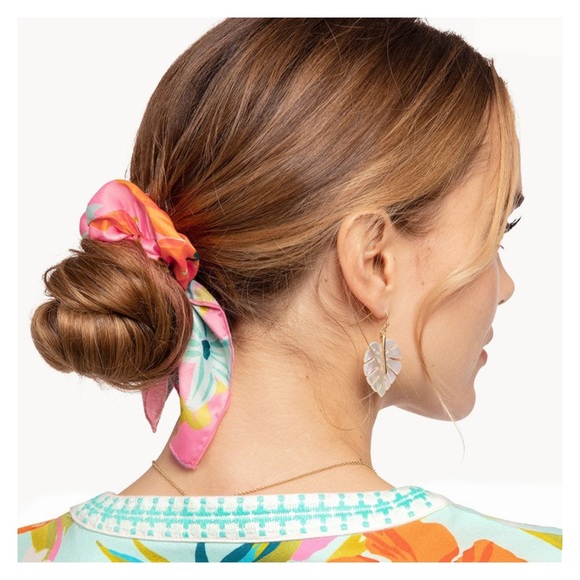 Spartina 449 Accessories - SPARTINA 449 Pink Teal Floral Ponytail Scrunchie